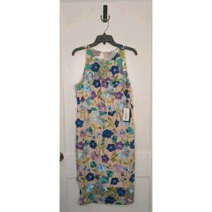 NWT Adrianna Papell Women's Size 10 Floral Embroidered Column Mesh Midi Dress
